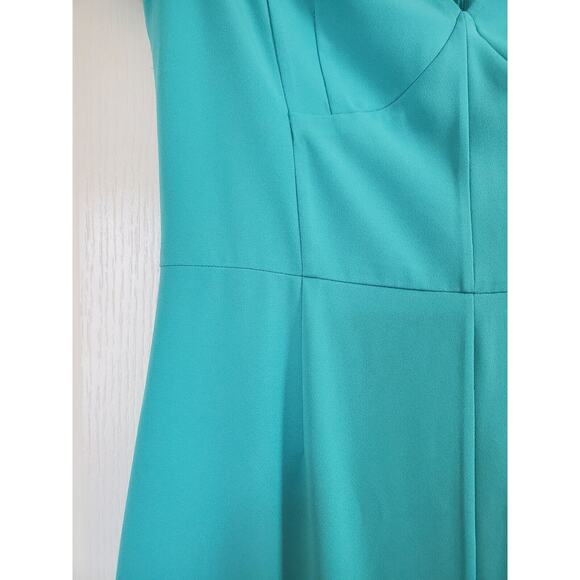 Tome NYC Ariel Turquoise Sea Green Ruffled Stretch Midi Dress, Size 2 - Picture 6 of 12